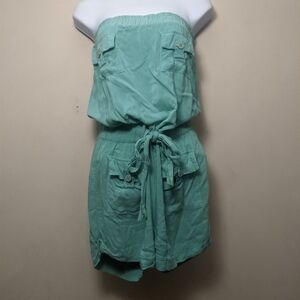 Toxik Teal Strapless Romper with Pockets M